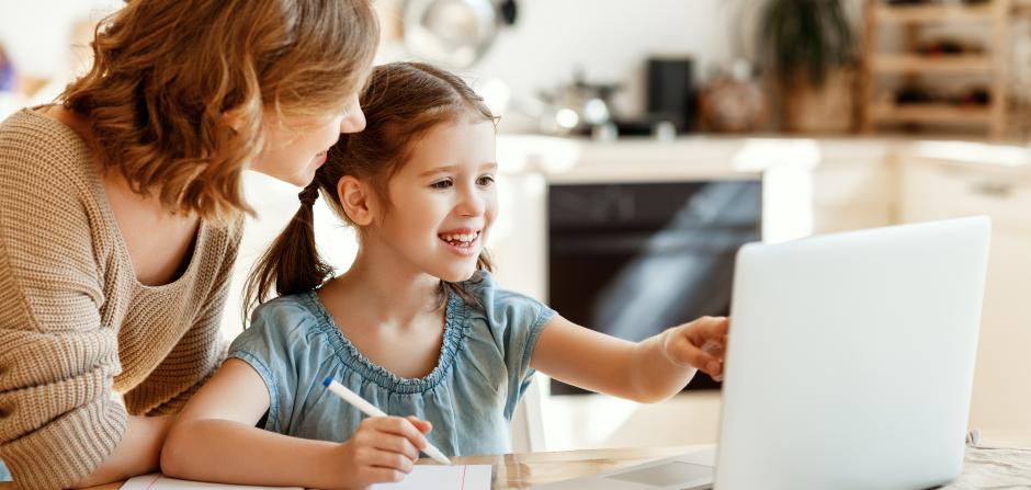 parent and child at computer